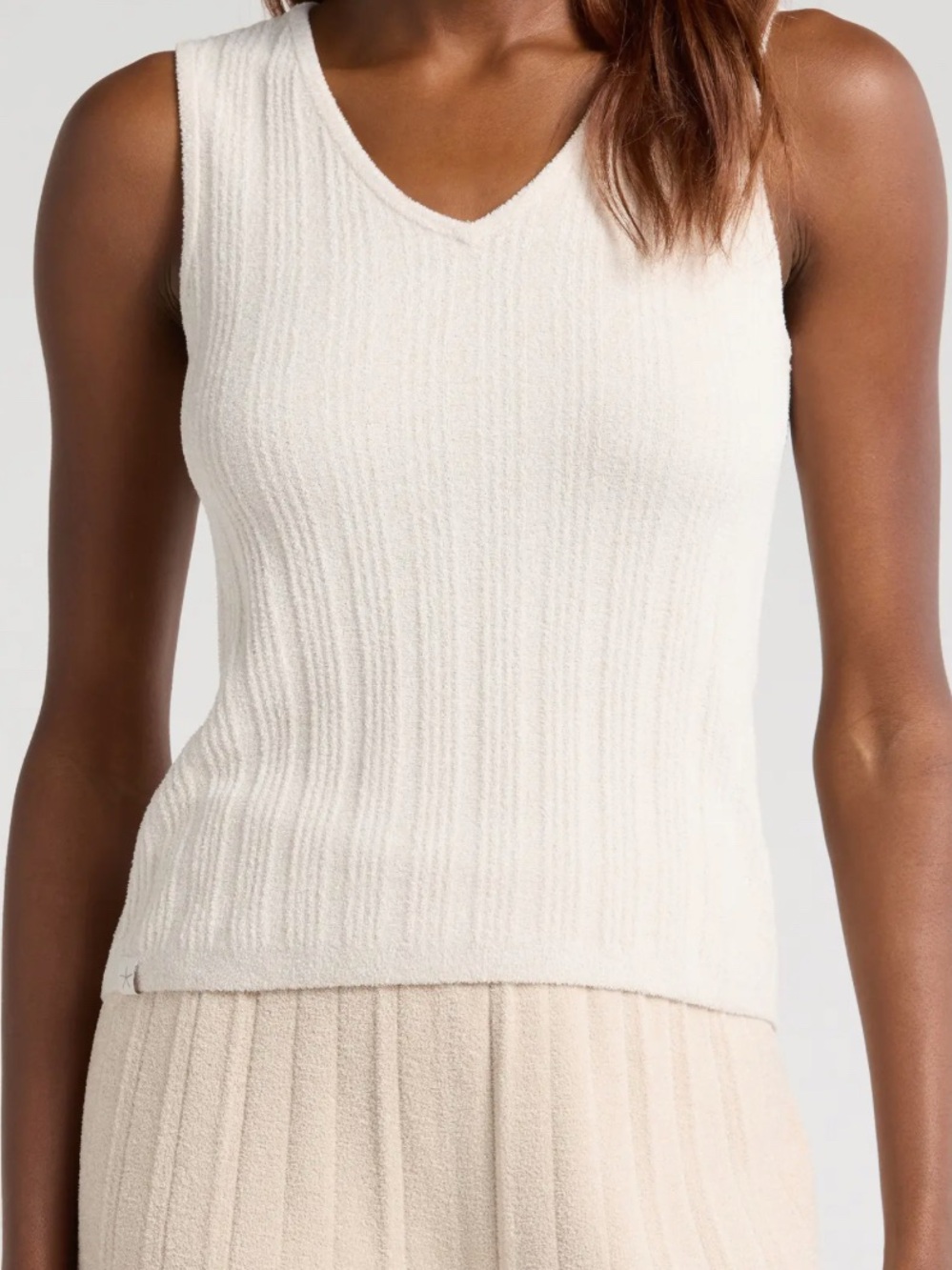 Barefoot Dreams Sleeveless CozyChic Ultra Lite Rib Knit Tank in Ivory medium